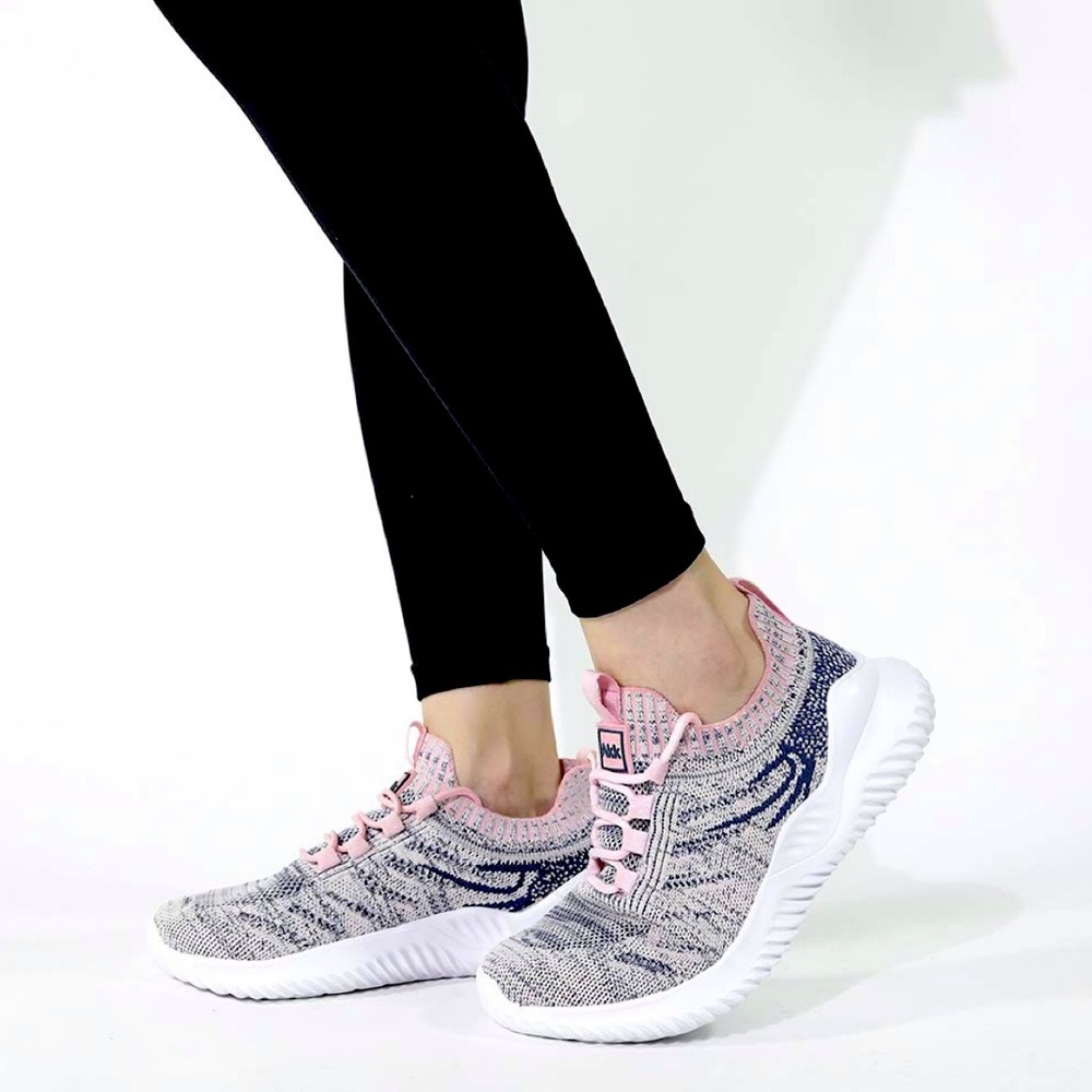 AKK Women’s Lightweight Walking Shoes with Memory Foam in Grey, Pink & White-9.5
